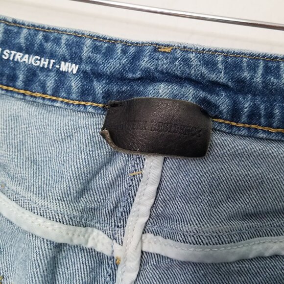 Six Week Residency Men's 32 Slim Straight Leg Jeans Distressed Light Blue $240 - Picture 6 of 16